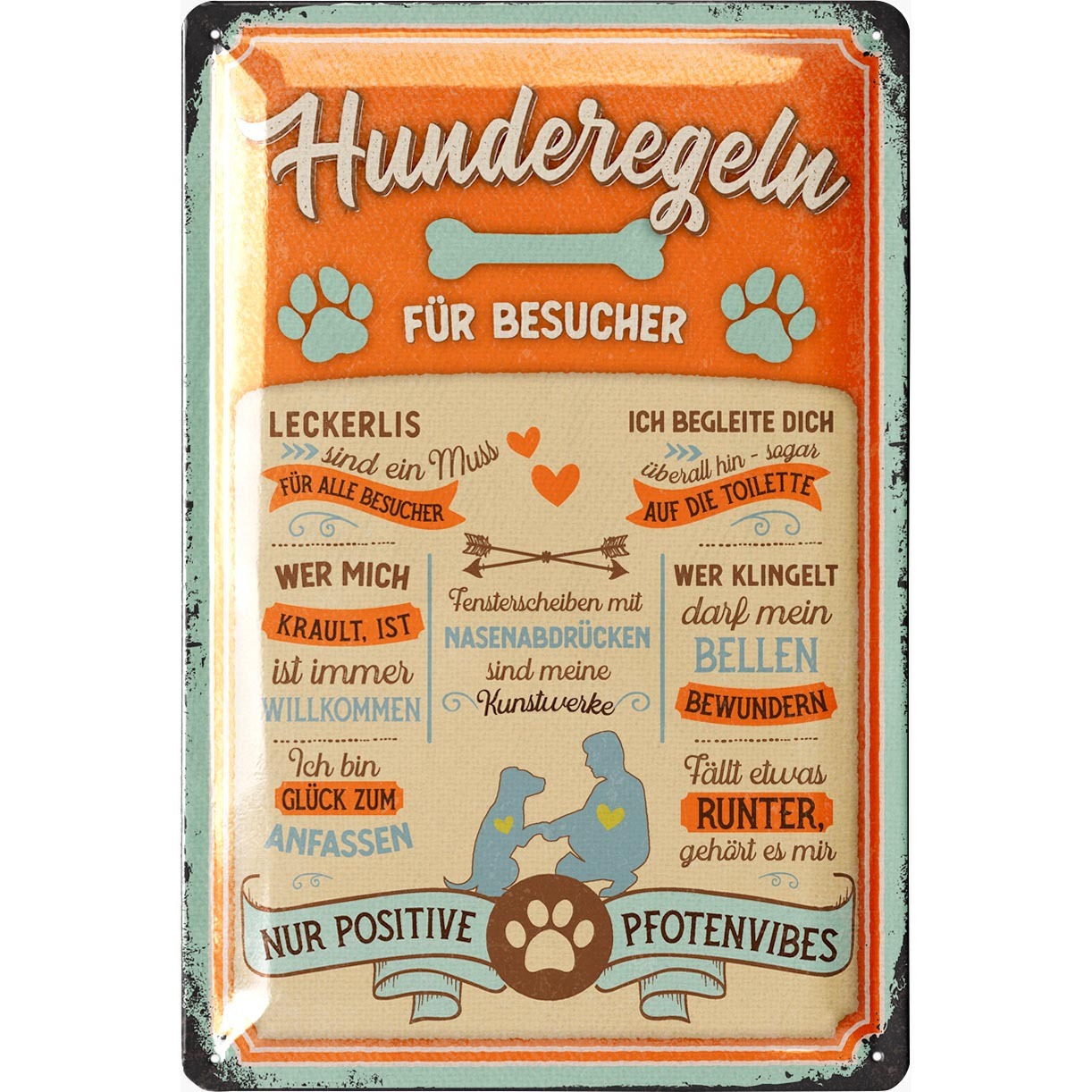 E-shop Retro Blechschild Hunderegeln, Hundeschilder, Blechschild Hund, Deko Garten Hund, Geschenke für Frauen Hundeliebhaber, Hunde Geschenke für