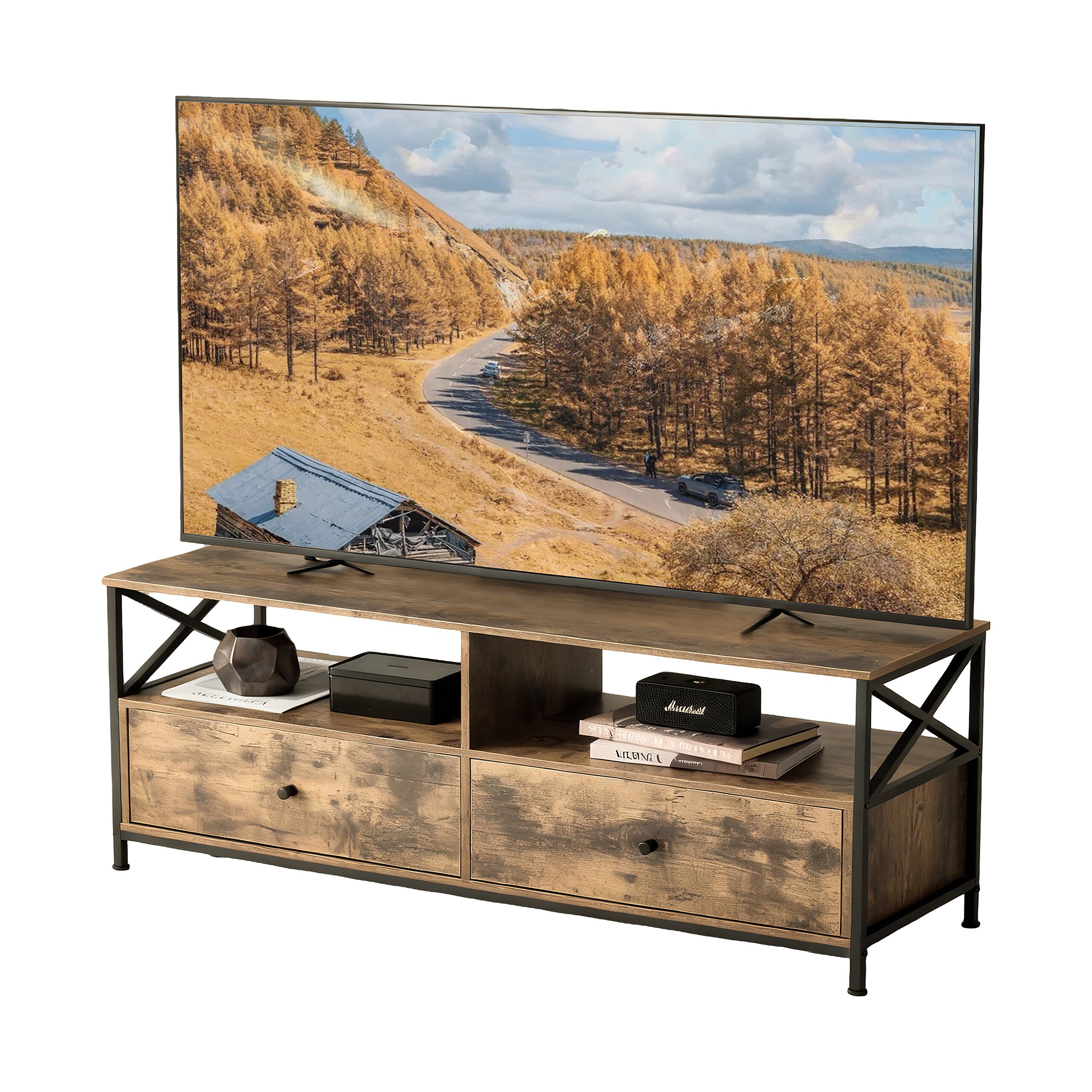 Tv Lowboard In Brown/ Black - (w)120 X (h)50 X (d)40 Cm