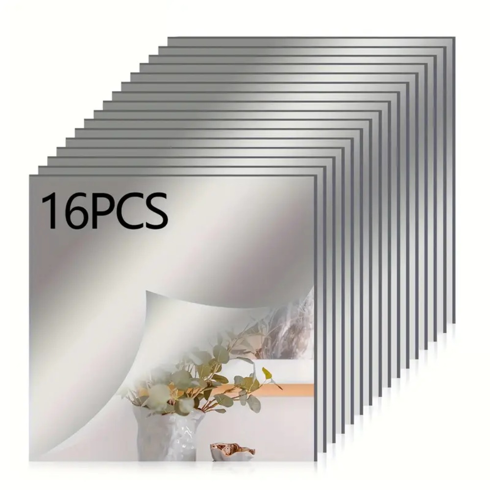 16 pack self   mirror 30x30cm   wall mirrors sticker sheet diy wall sticker length frameless mirror makeup removable self   for living room bedroom decor
