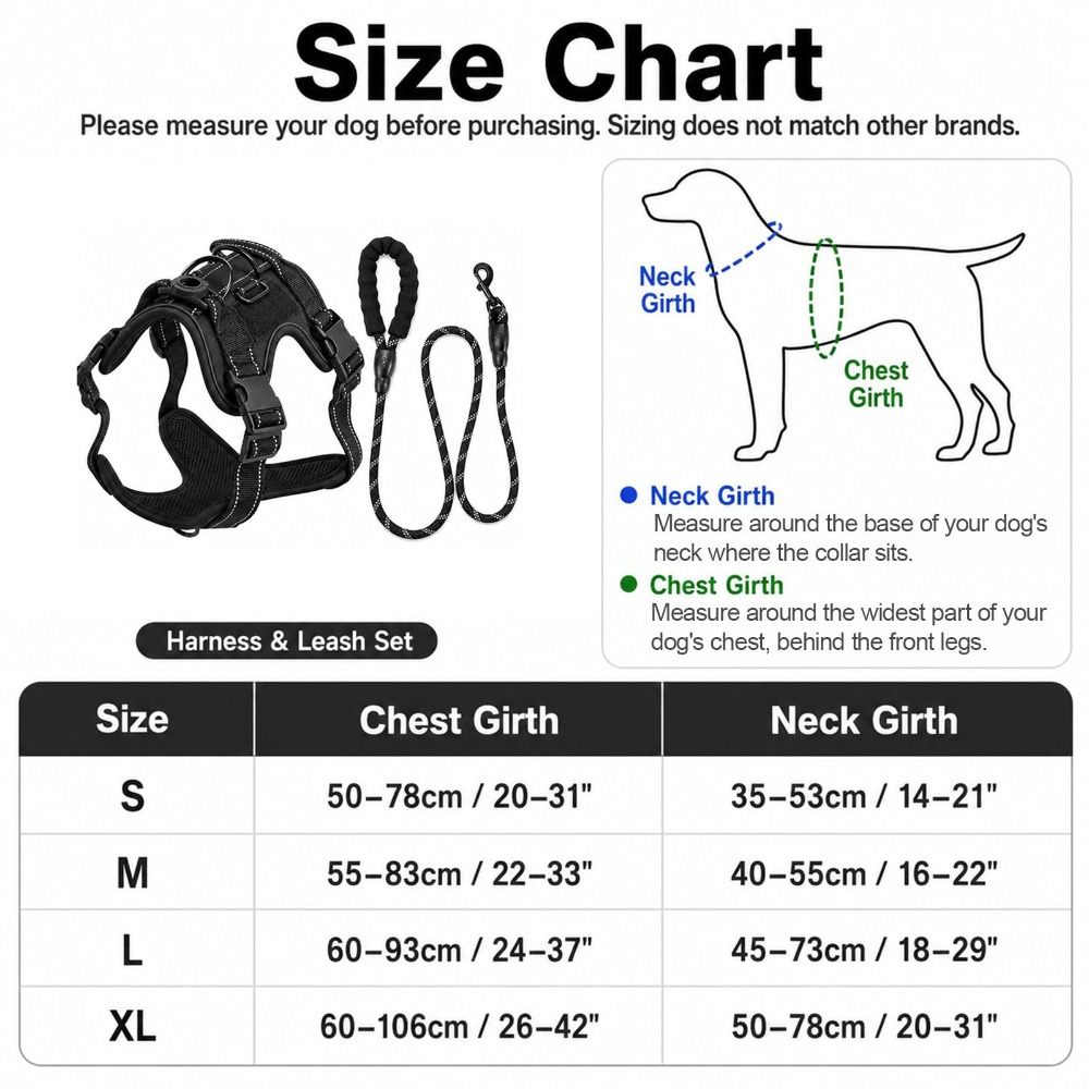 Heavy Duty Large Dog Harness with Top Handle & Shock-Absorbing Bungee Attachment