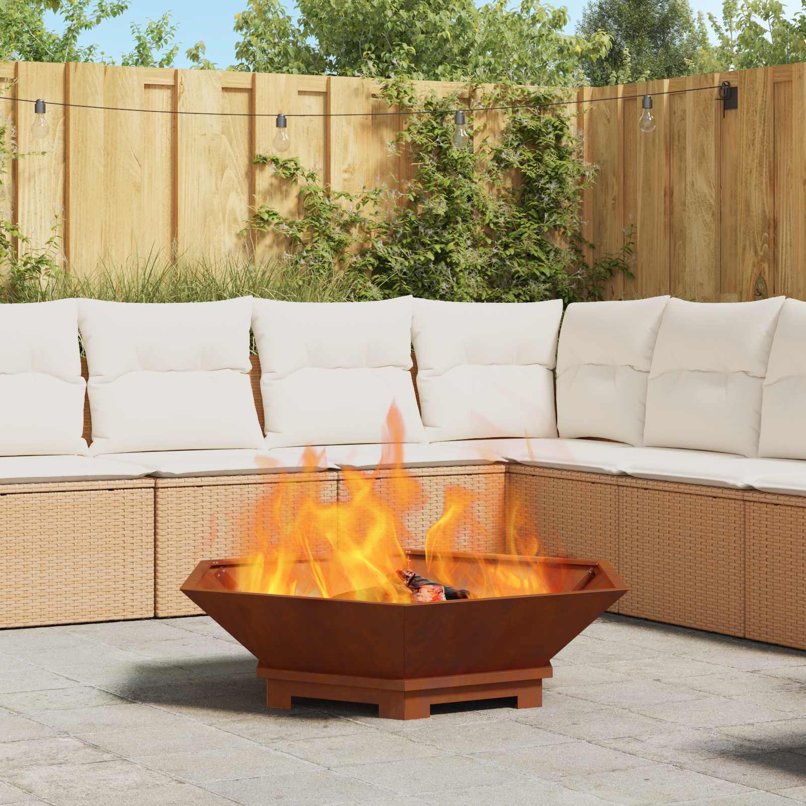 Fire Pit With Rust Finish, X 28 Cm, Outdoor Fire Pits, Portable For Grilling, Modern Wood Fire, Ideal For Parties, Design