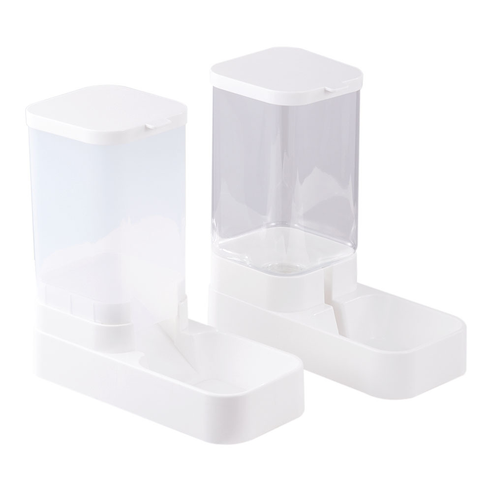 Pet Feeding Dispenser Set with Pet Water and Food Dispenser Transparent Dog Food Bowl Cat Feeding Station Large Capacity 3.8L Feeder for Dog Cat Puppy Kitten 28.5x29x13.5cm