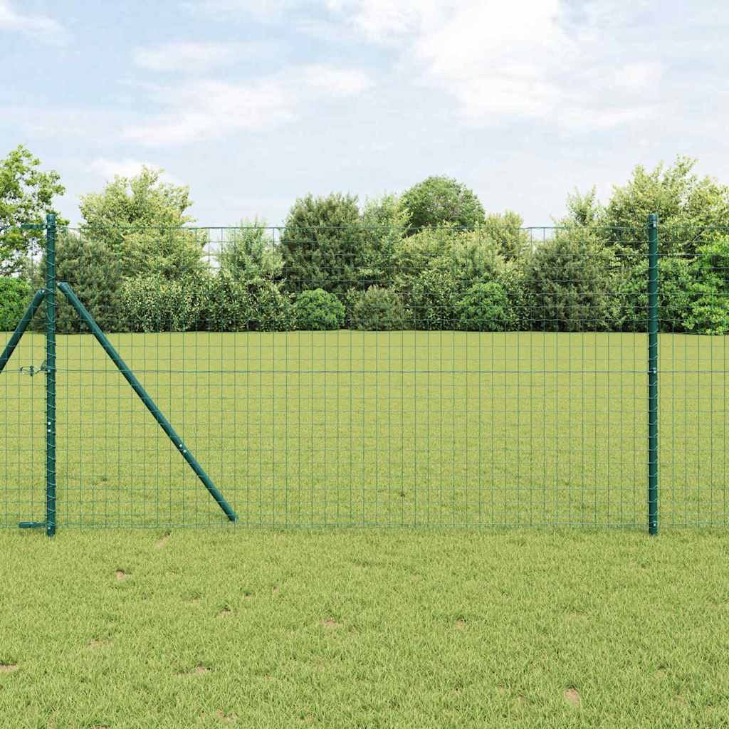 Image of Garden Fence Posts, Green, Powder-coated Steel, 180 Cm, Set Of 12 Sturdy And Durable, Rust-resistant Garden Barriers. , Uv Protection, Fence Area