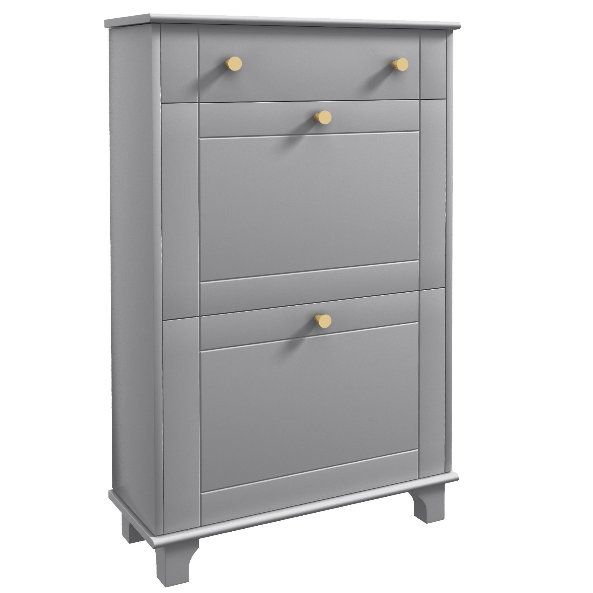 Image of Shoe Cabinet Narrow Entryway Shoe Rack With 2 Drawers And 1 Removable Drawer For 8 Pairs Of Shoes, 60x23.5x98.5 Cm, Gray