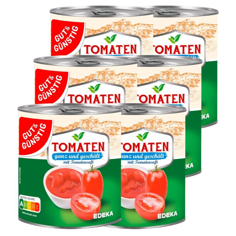 6x Gut&günstig Whole And Peeled Tomatoes With Tomato Juice 800g (6x800g)