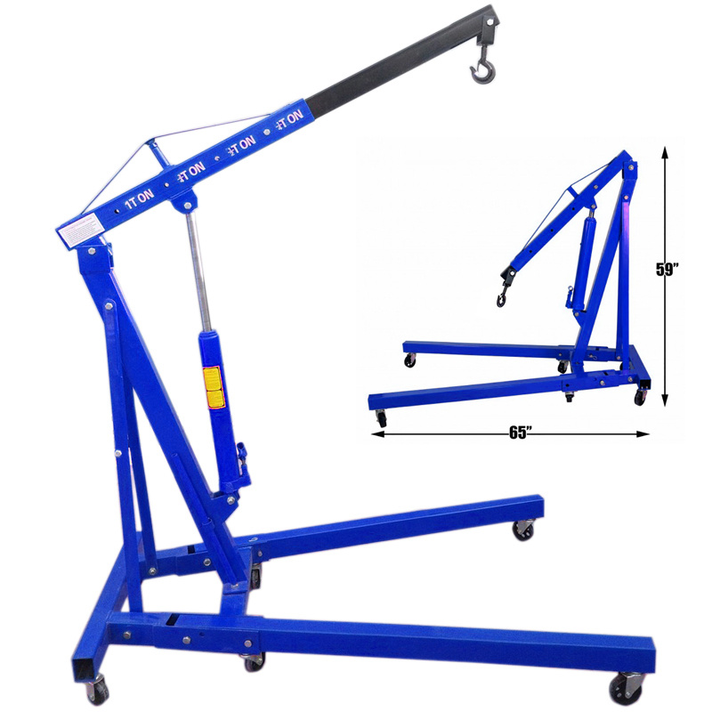 Blue 1 Ton Folding Engine Crane Stand for Garage Use