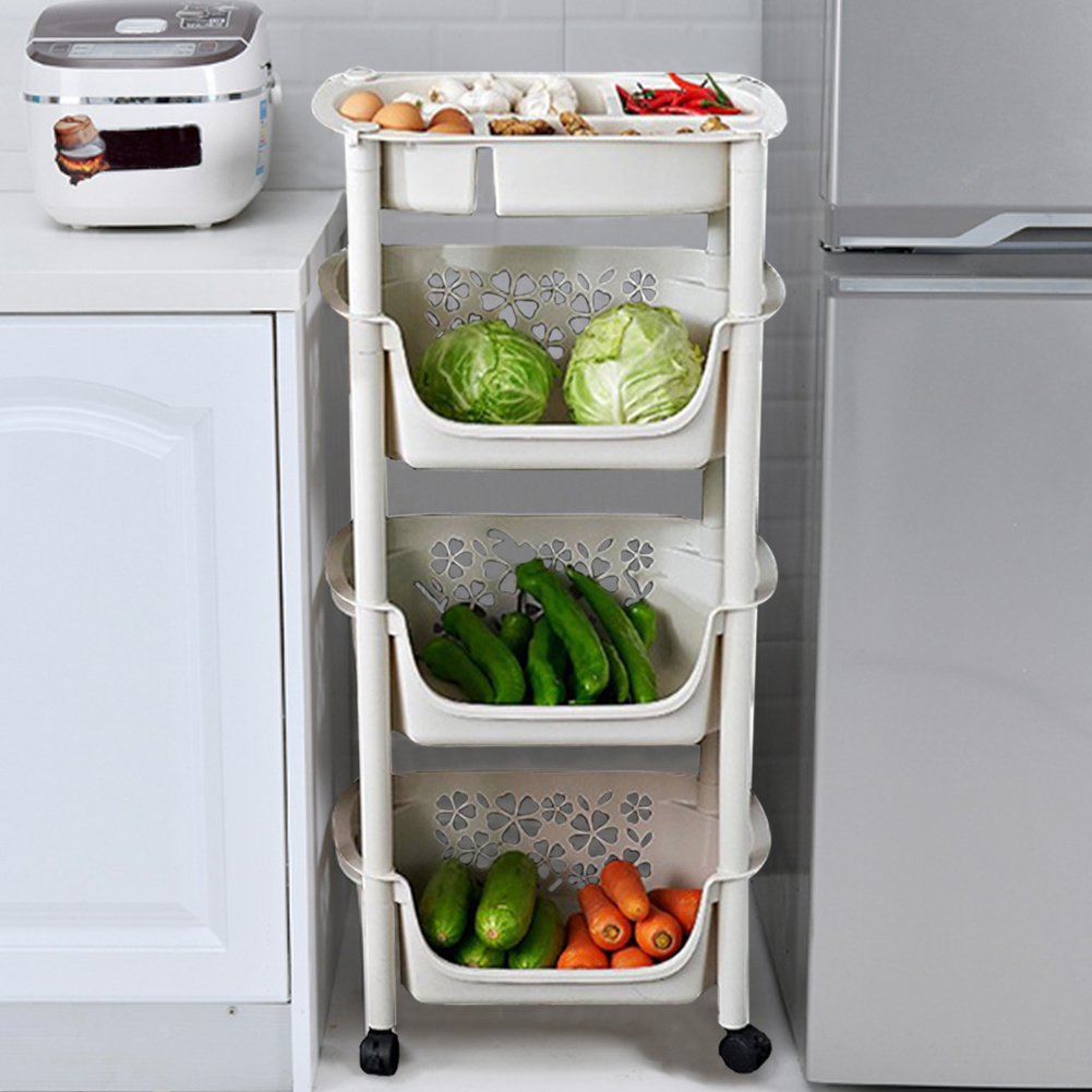 TEMU White, Kitchen Storage Cart With 4 Wheels, Fruit And Vegetable Seasoning Storage Cart, Bathroom Toiletries, Towel Rack, Large Capacity, Suitable