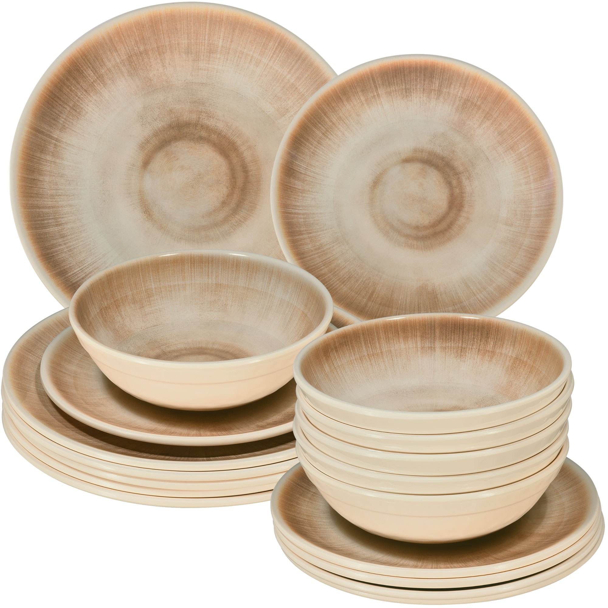 Image of Camping Dishes Sand For 6 People - 18pcs - Dishwasher-safe Tableware Camping Accessories Camping Dishes Camping Festival Picnic Garden Party