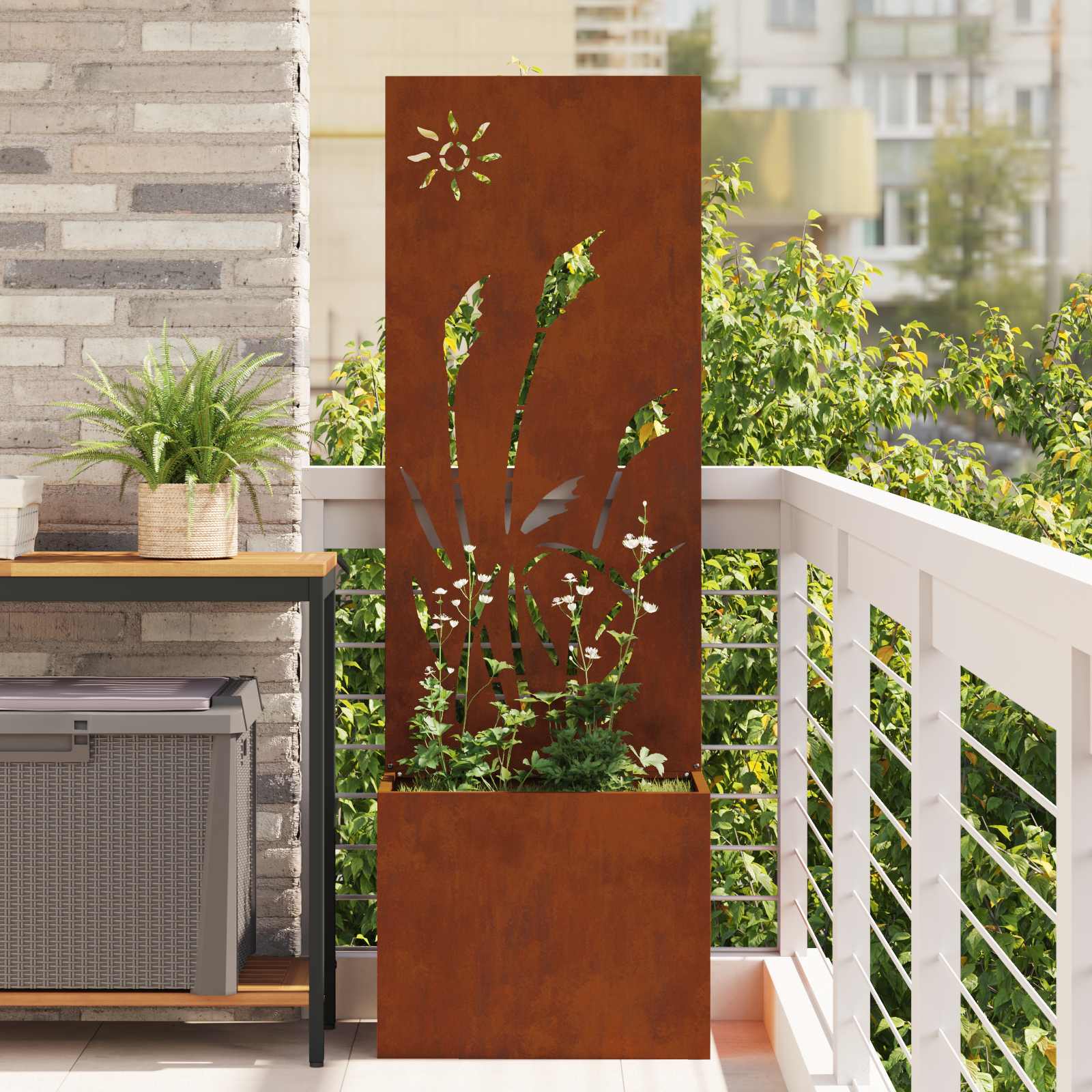 Image of Vidaxl Garden Privacy Screen Rustic 50 X 150 Cm Weather-resistant Steel, Decorative Inlays, And Terrace Screens, Privacy Screen, Landscape Panel, Decorative Partition Wall