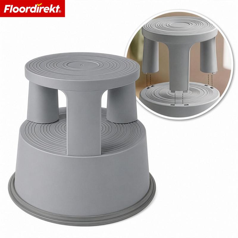 Image of Floor Direct Roll Stool With Plastic Wheels, Slip-resistant Step Stool Up To 150 Kg Loadable, Mobile Roll Stool 43 Cm High For Office, Kitchen, Workshop, Warehouse And Household