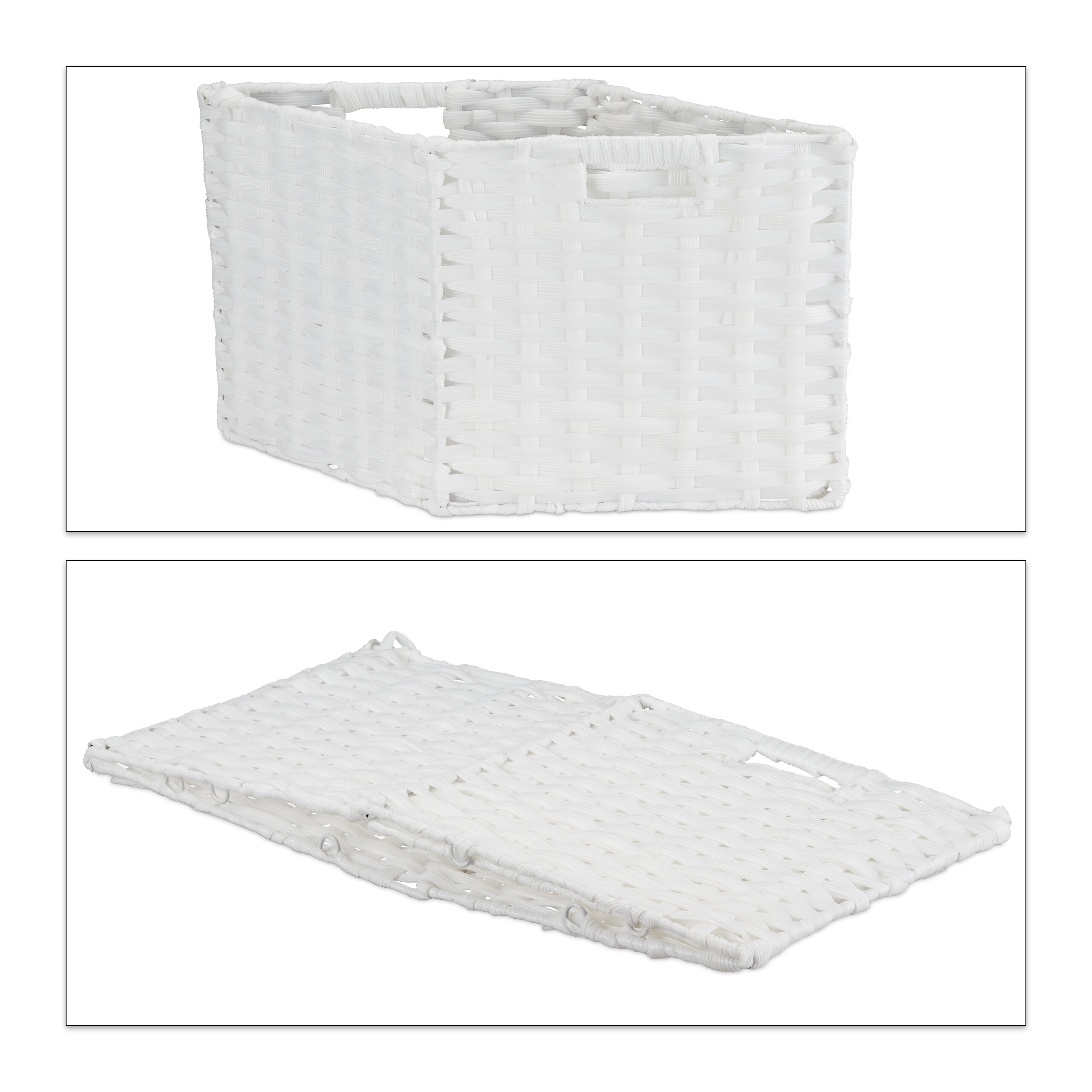 4 Storage Baskets in White, Compact and Stylish