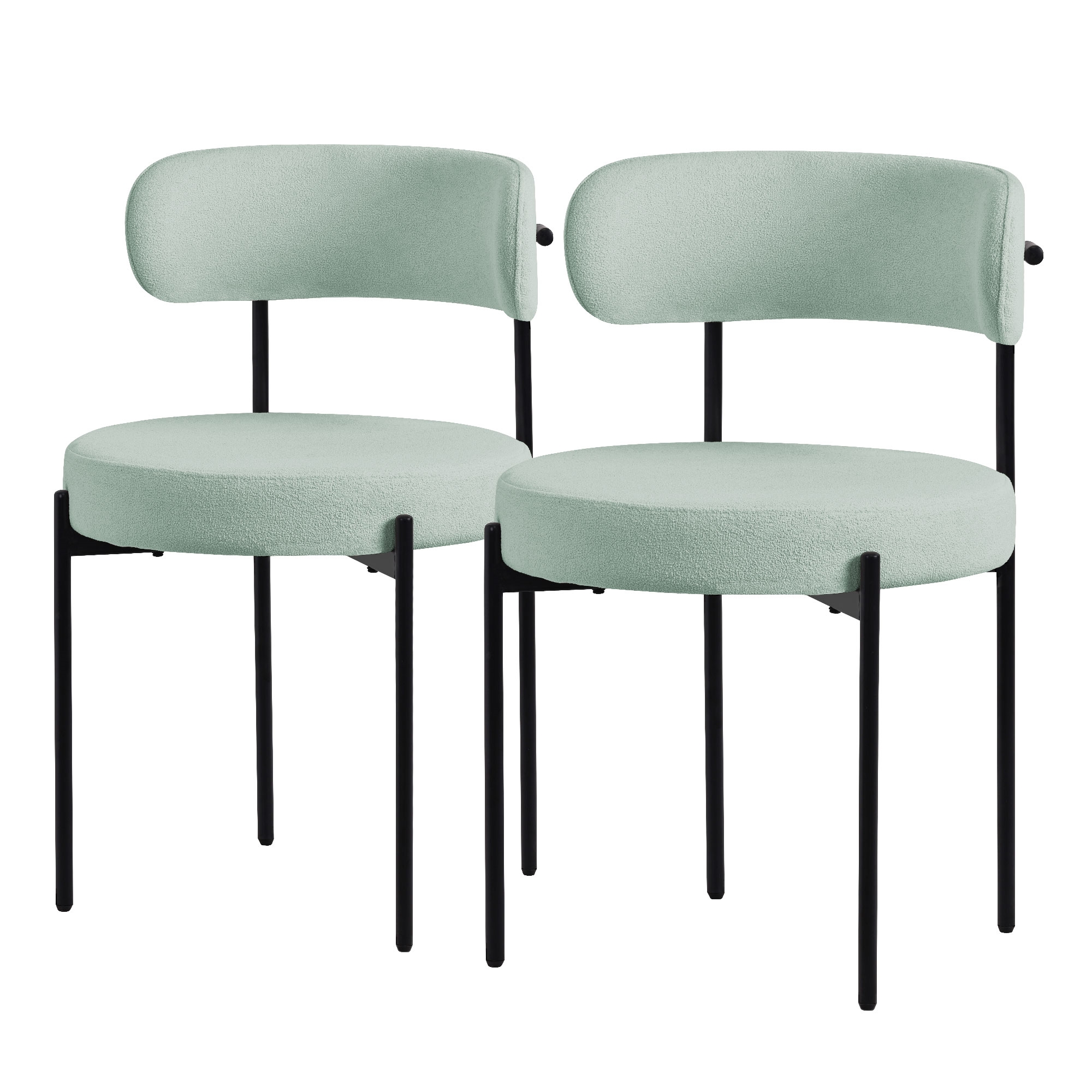 Image of Ml-design Dining Chairs, Teddy Fabric Kitchen Chairs, Living Room Chairs With Backrest, Upholstered Chairs With Black Metal Legs, Ergonomic Lounge Chairs, Chairs For Dining Room/living Room