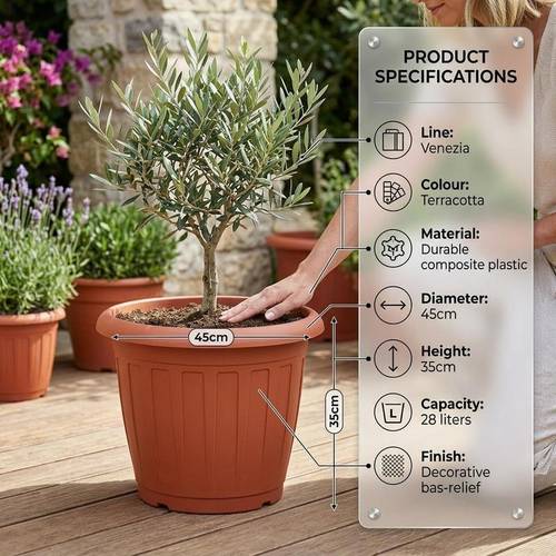 venice vase 45cm terracotta outdoor indoor plastic planter 28l capacity