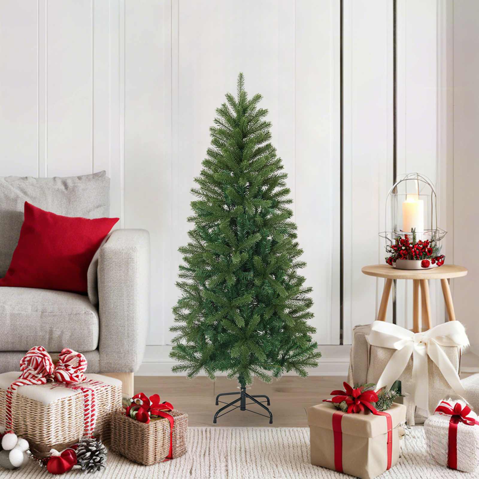 Image of Vidaxl Artificial Christmas Tree 120 Cm Pvc, Pe And Steel, Artificial Tree, Modern Living Room Decor, Durable Holiday Decoration, Festive Indoor Decor