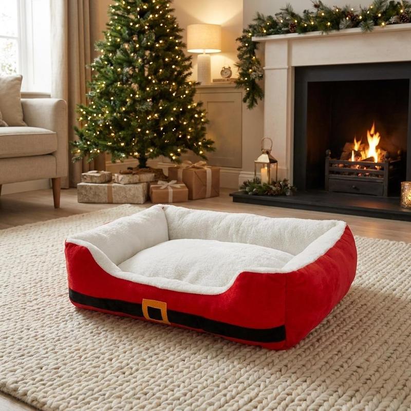 Pet Christmas Santa Suit Bed Cozy Holiday Pet Sleeping Mat: retailer-supplied image