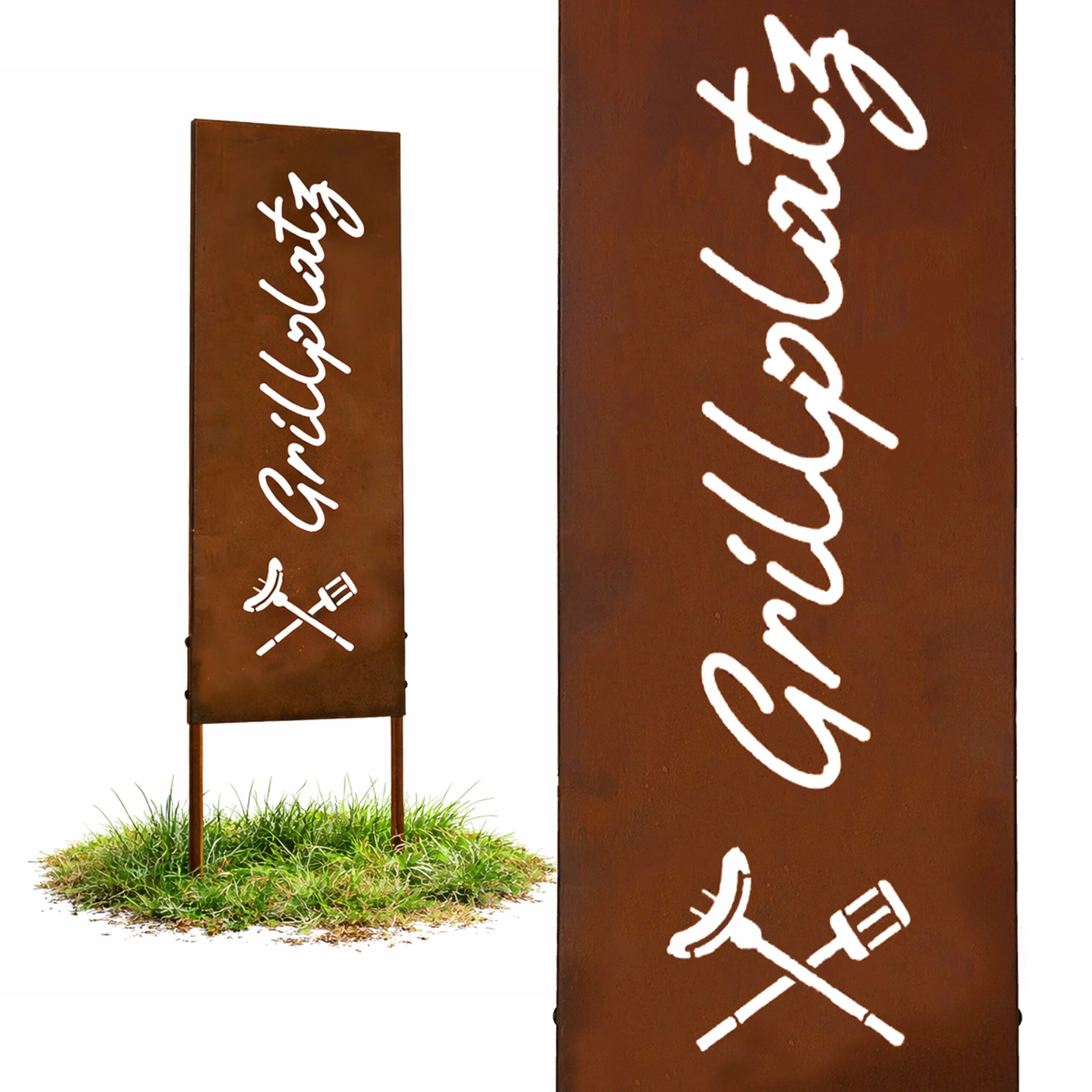 Rustic Garden Decor "grill Area" In Brown - 85 X 28 Cm