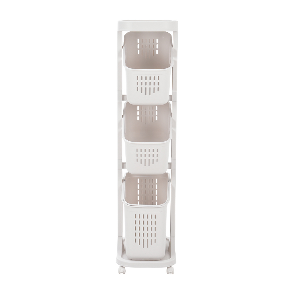 Four-Layer Plastic Narrow Storage Basket Trolley