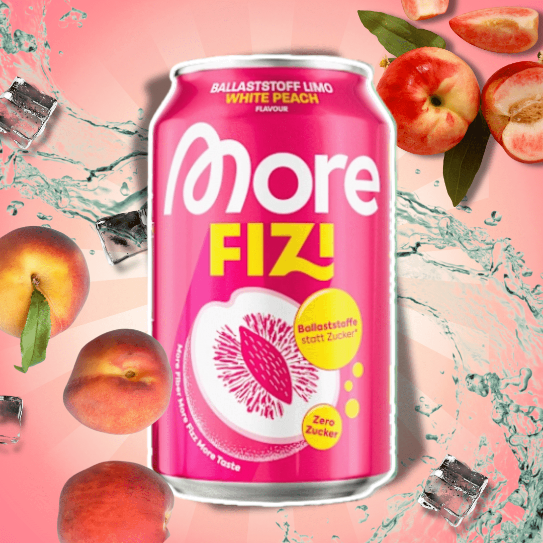 Image of More Nutrition Fizi Fiber Lemonade White Peach 330 Ml – Refreshing Drink With White Peach Flavor