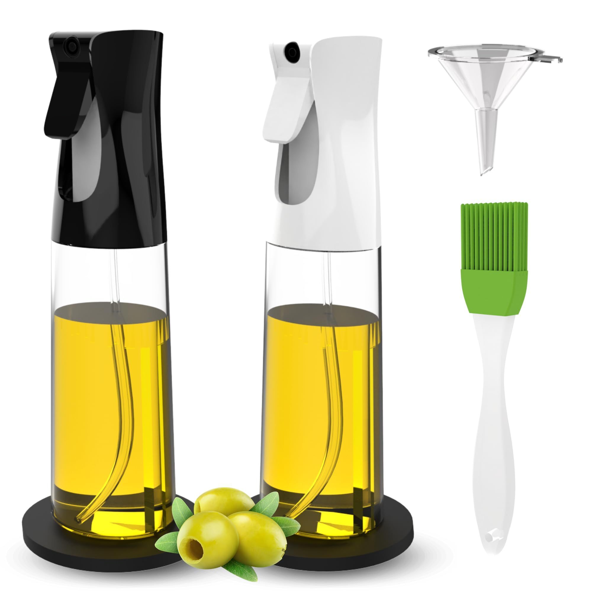 TEMU 2 Piezas Pulverizadores de Aceite para Cocinar de 300ml + Embudo + 2 Soportes Antideslizantes + | Spray de BPA (No Lavavajillas) (2 SPRAYS)