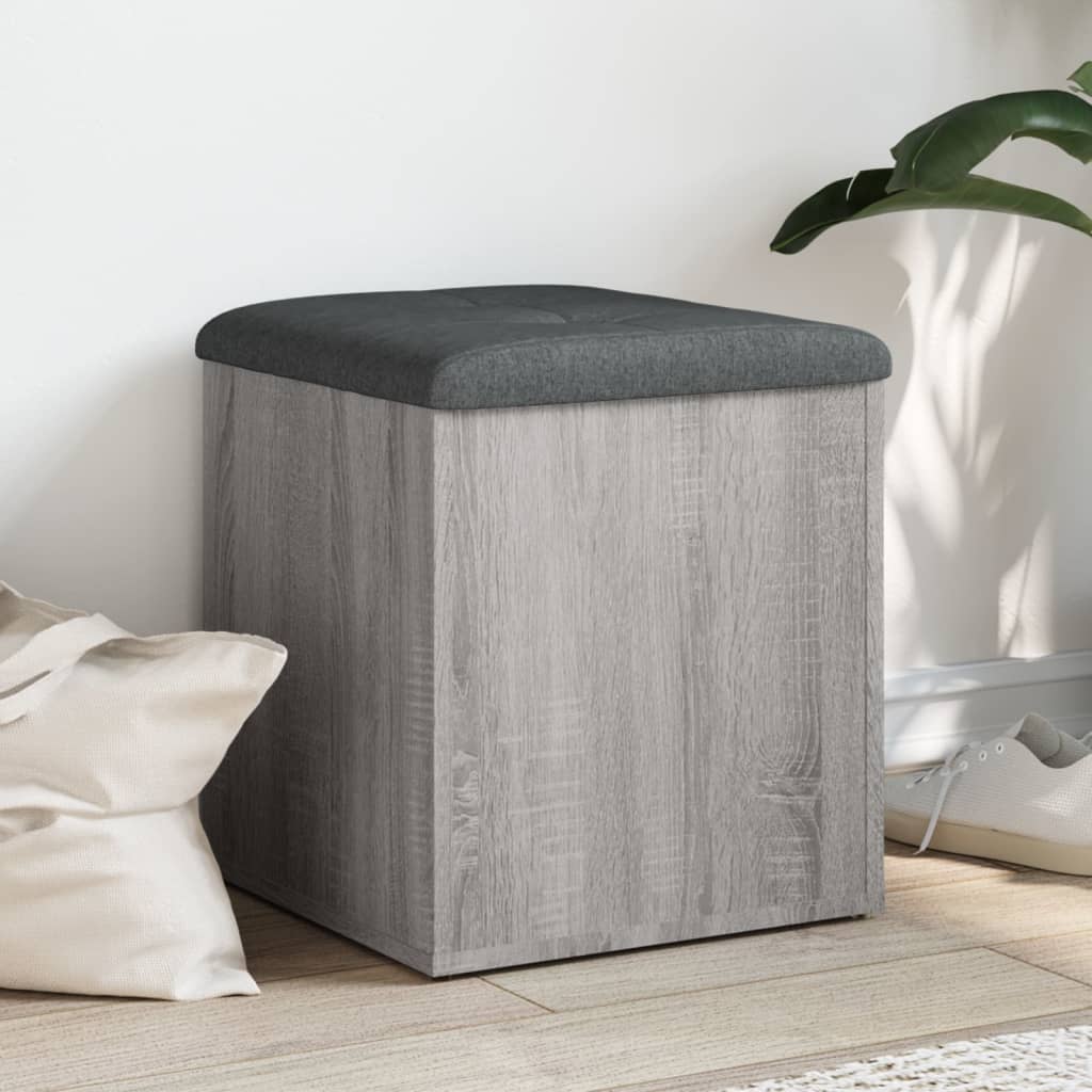 Image of Bench, Storage Bench, Upholstered Stool Bench, Upholstered Bench Storage Box For Living Room Hallway, Grey Wood Material