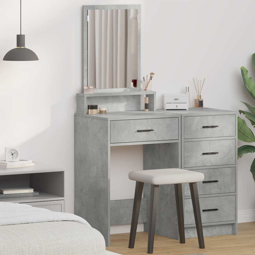 Vidaxl Makeup Table Concrete Gray 50 X 41 X 140 Cm Wood Material, Modern Bedroom Storage, Stylish Dressing Table, Rectangular Vanity, Durable Furniture Piece