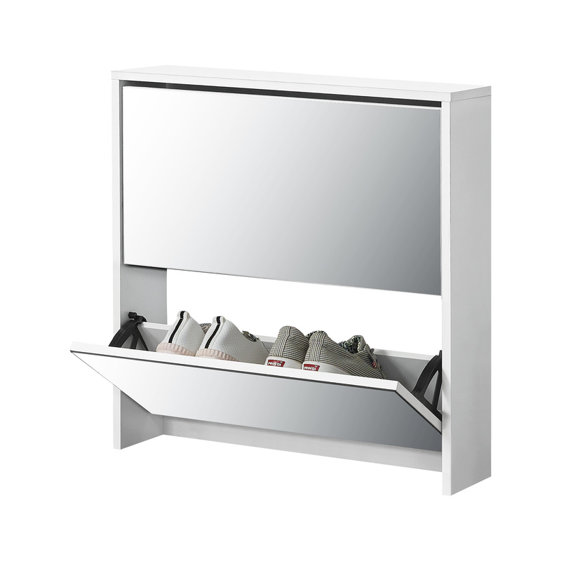 Image of Mirrored Shoe Rack With 2 Or 3 Flaps, Shoe Cabinet Storage For 6 Or 9 Pairs Of Shoes, En.casa Dresser