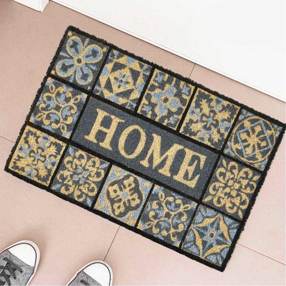 Image of Zerbino Entrance Mat Mosaic Style Non-slip Coconut Fiber Rectangular