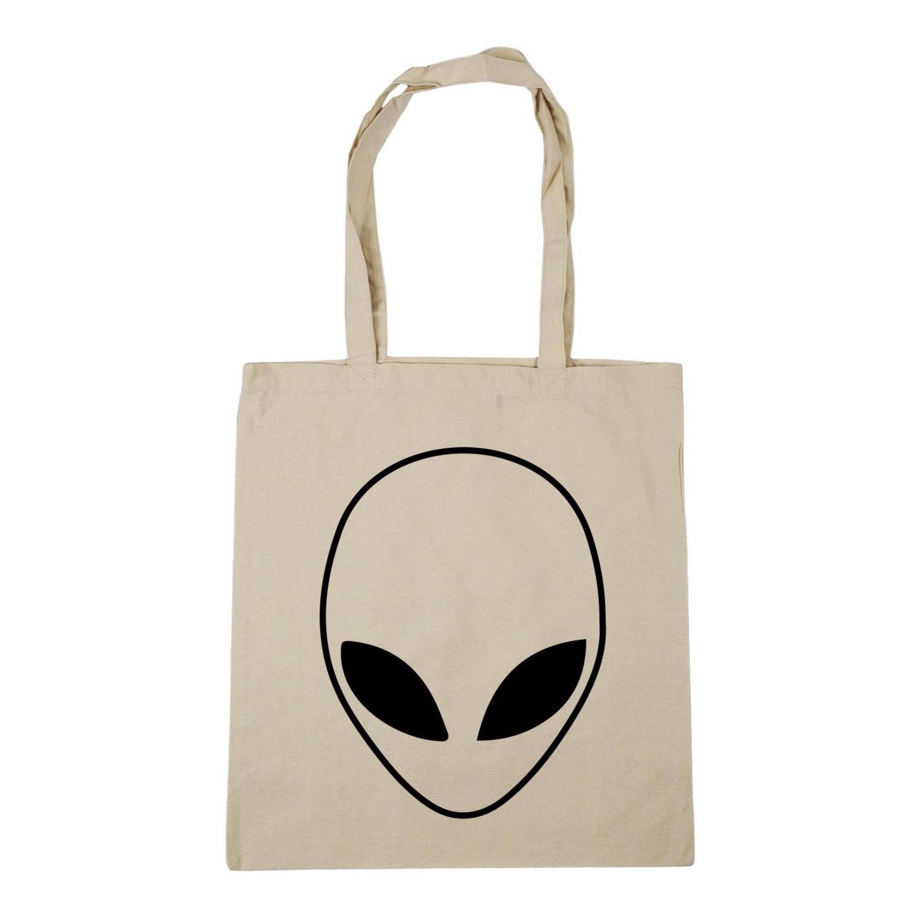 Alien Head Pocket Tote Bag
