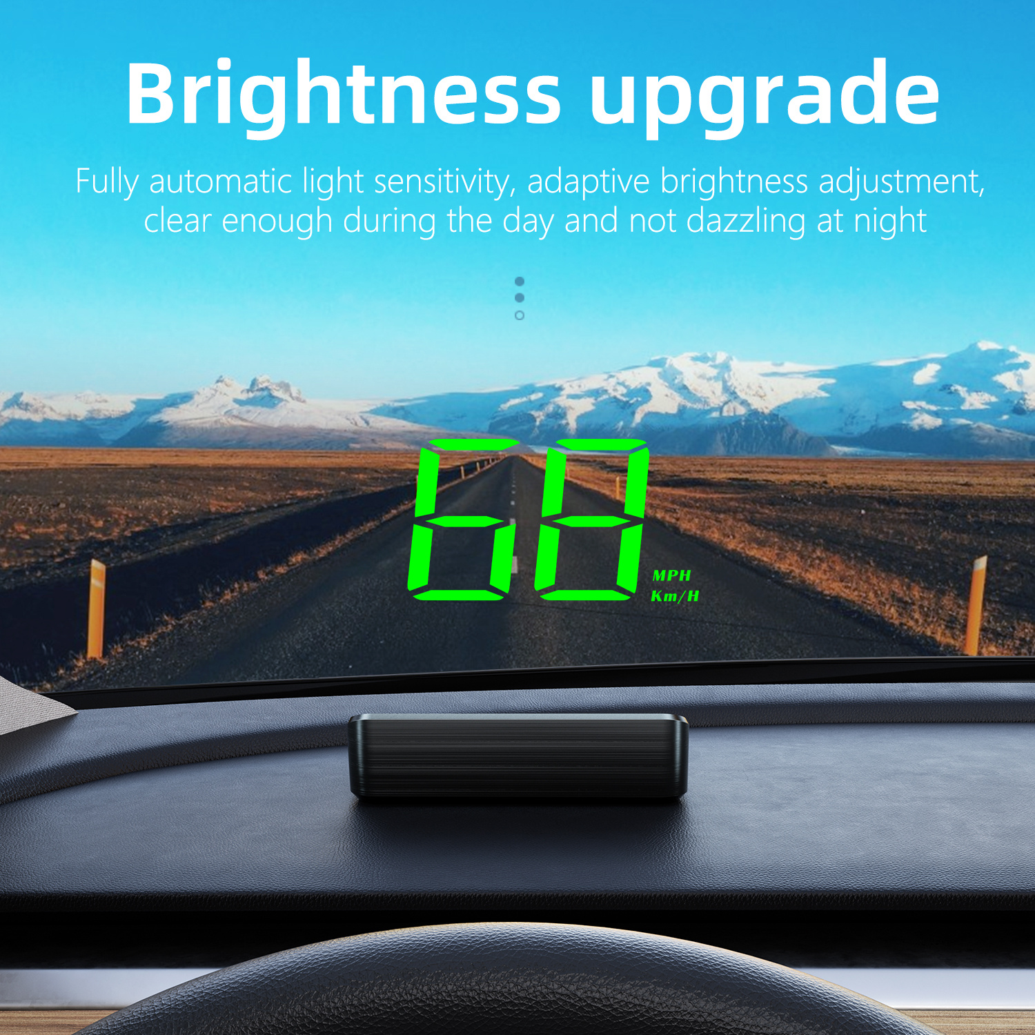 Image of Car Hud, 3.5 Inch Large Screen Head-up Display, Shows Real-time Speed , Universal For Any Vehicle (no Obd Port Needed), Auto Dimming With Light Sensor, Green/ White Projection