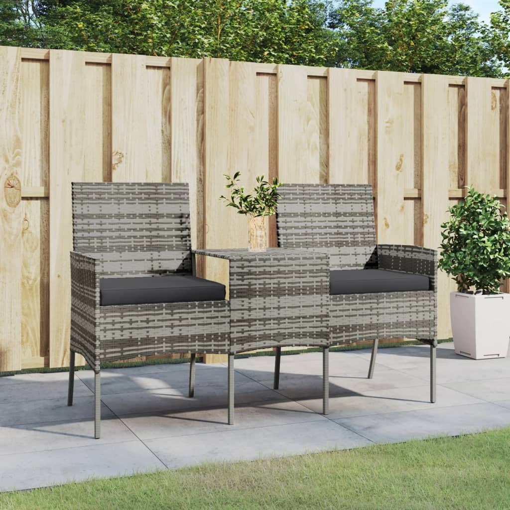 Image of Vidaxl Garden Sofa With Tea Table, Poly Rattan Outdoor Furniture Set, 2-seater Bench, Patio Chair With Tea Table, Outdoor Tea Table Set