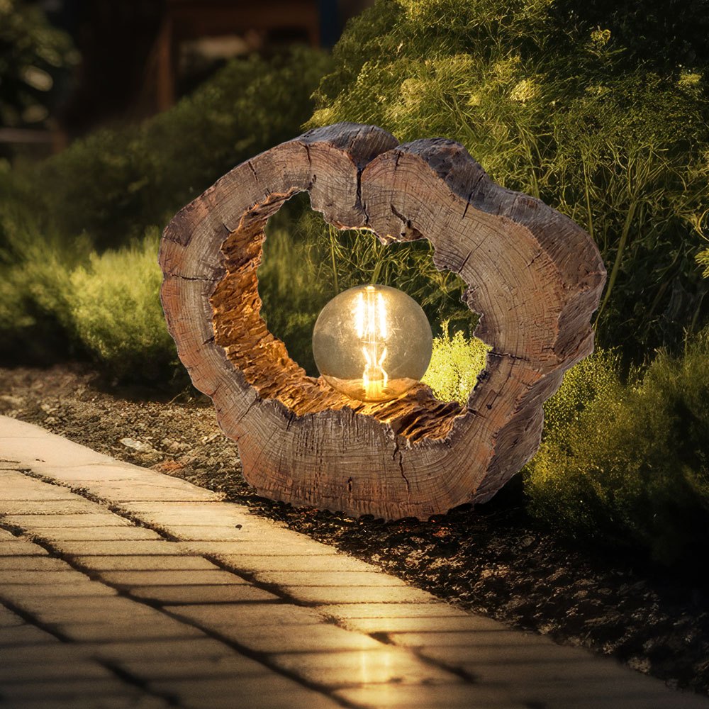 Image of Solar Garden Light Outdoor Led Solar Lamp Tree Stump Wood , Plastic, 1x Warm White Led, Lxwxh 30,5x8,5x25,5 Cm