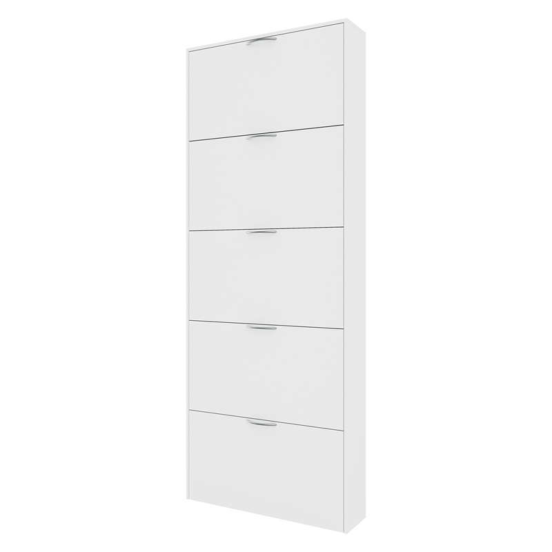 TEMU Space-saving 5-tier Shoe Rack In Modern , And Elegant, To 15 Pairs, Compact For Entrance, And Modern Home, 180 X 16 X 70 Cm, Glossy White