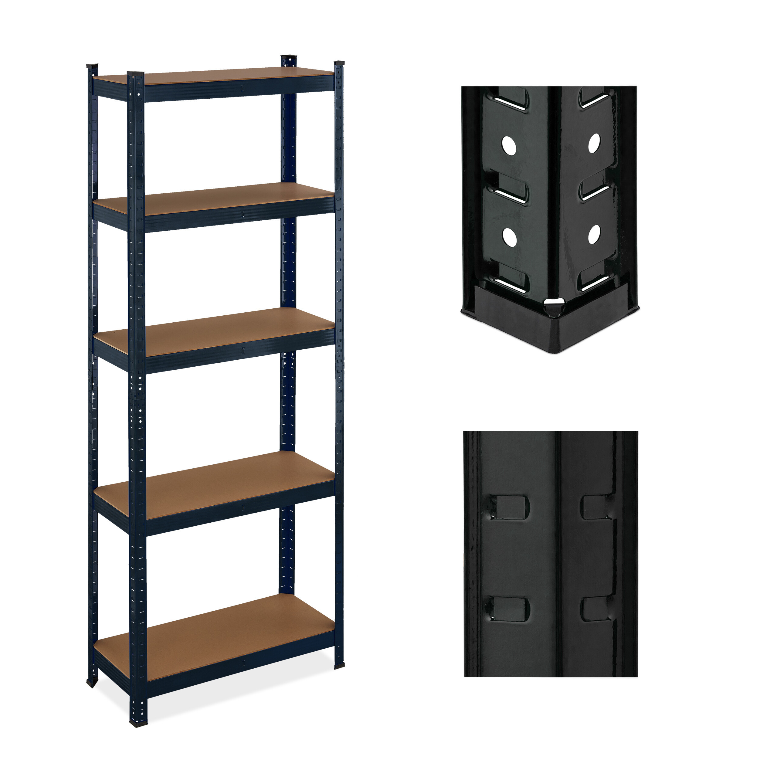 Image of Heavy-duty Shelving Unit In Black - (w)70 X (h)180 X (d)30 Cm
