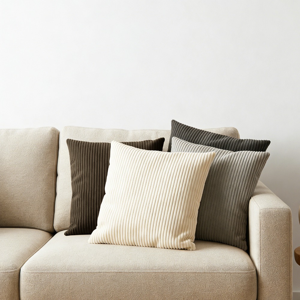 Image of 4-pack Gradual Color Change Pillow Covers - Corduroy Square Pillow Covers For Living Room Bedroom Sofa Decor, Fashion Home Textile Set