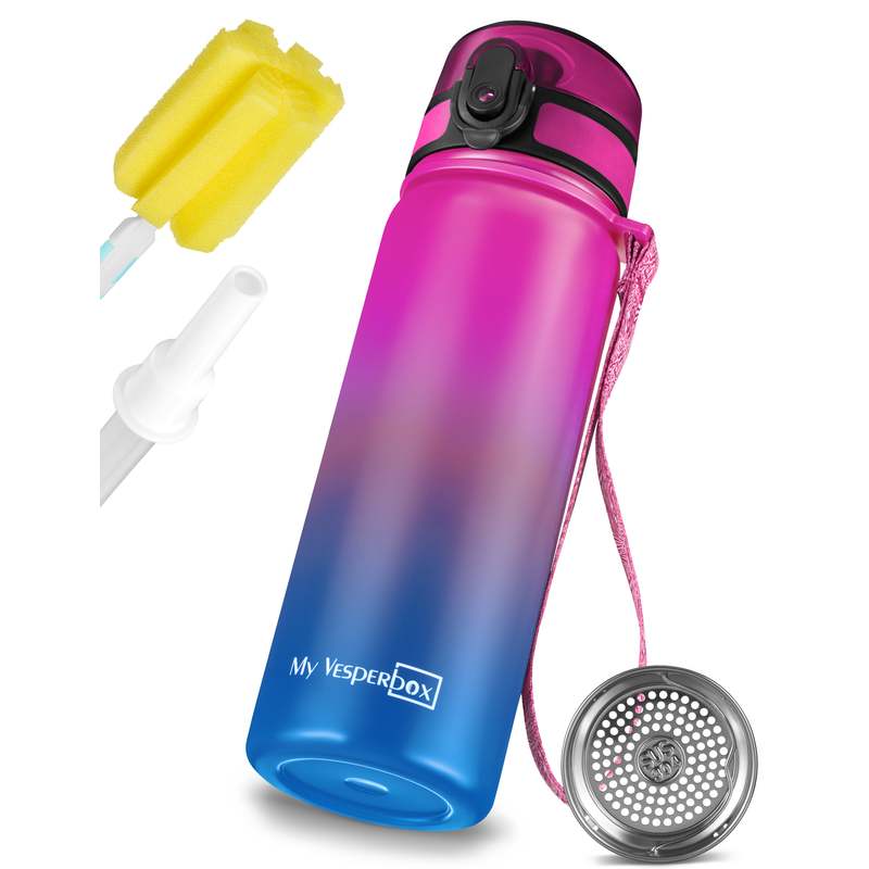 Kids' Stainless Steel 600 Ml – Insulated Water Bottle With Straw & Filter – Leak-proof & Bpa-free – Drinks For Hours – For Kindergarten, School & Sports – For – Myvesperbox