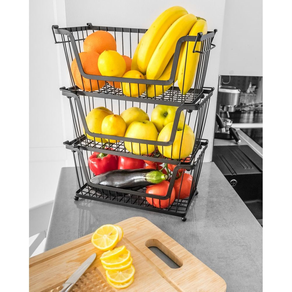 TEMU Metal Black Basket For Fruits And Vegetables