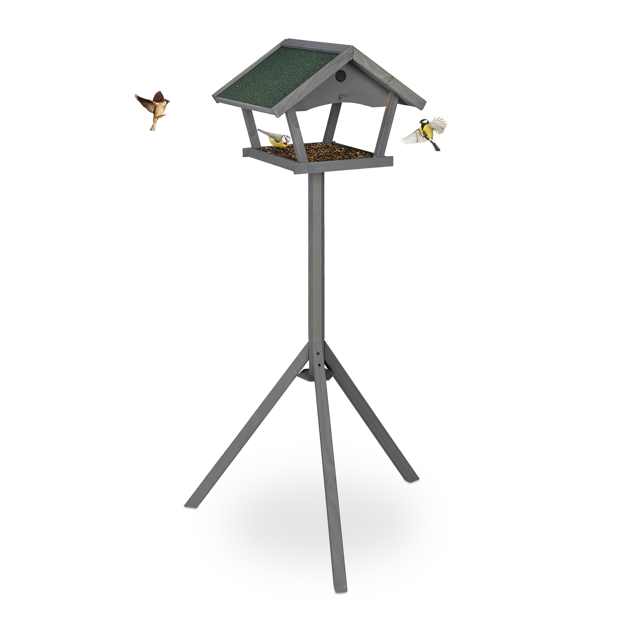 Image of Bird Feeder House In Gray/green - (w)70 X (h)139 X (d)60 Cm