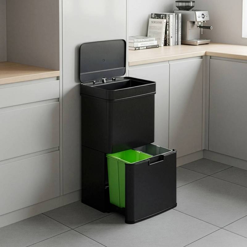 Sensor Trash Can ' Stainless Steel With 3 Compartments'