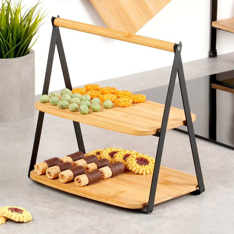 Image of Bamboo 2-tier Tray, 28x20x27.5 Cm