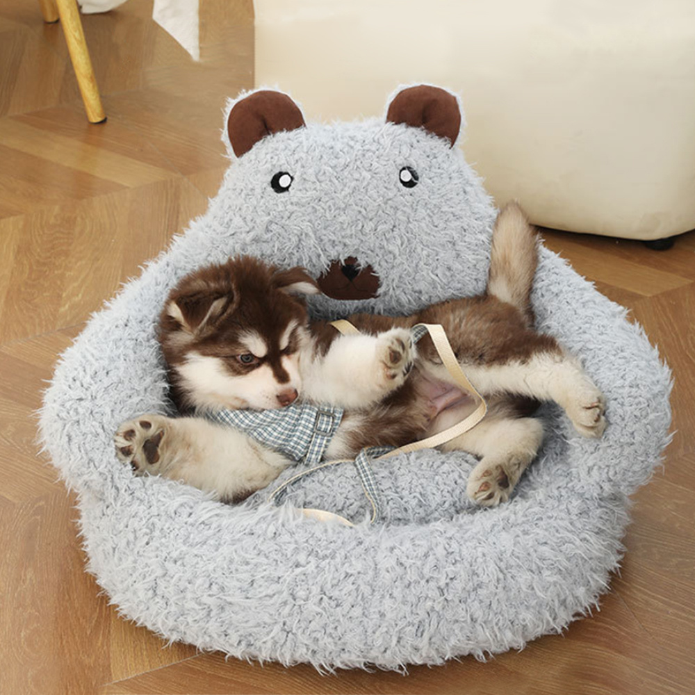 Alpaca-Shape Round Pet Couch, Soft Cat Nest Cave