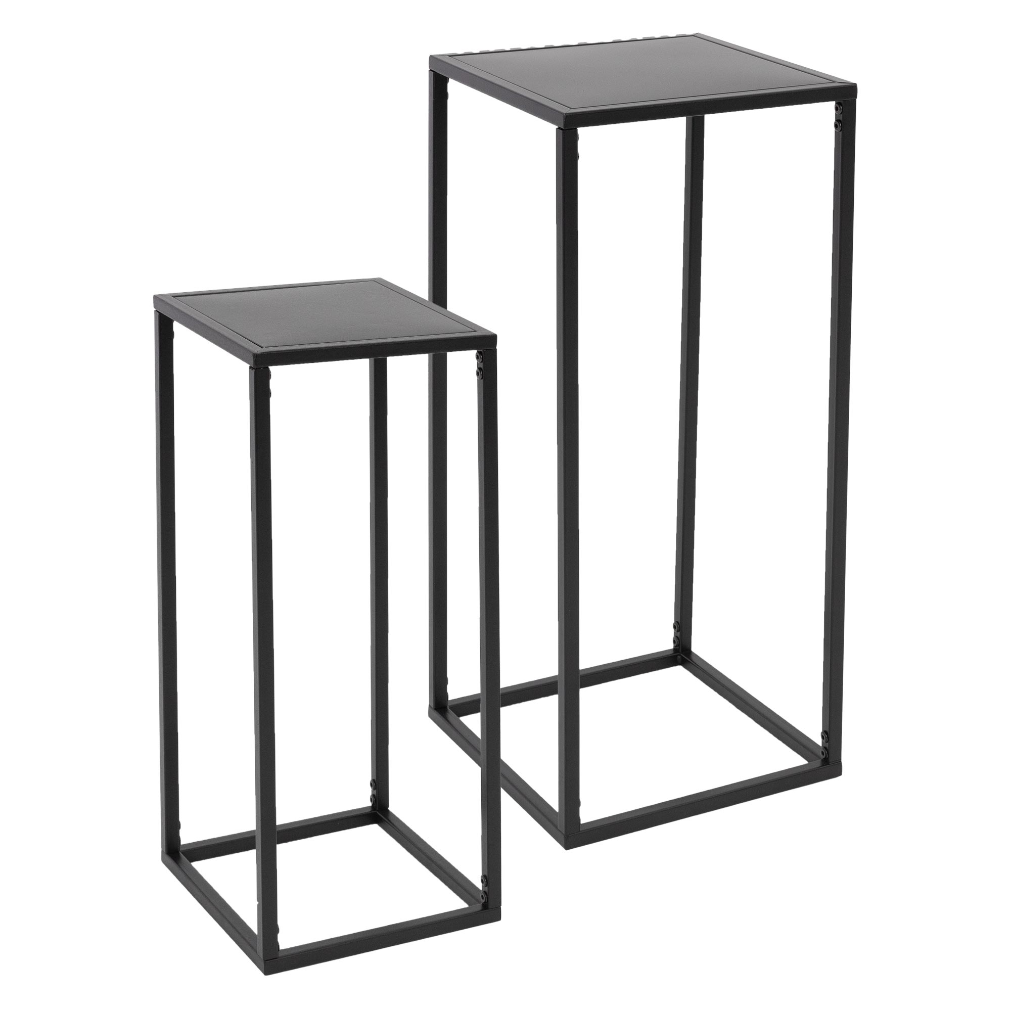 Image of Ml-design Flower Stands 2pcss Set, Black, 20x60x20/30x70x30 Cm, Pot Stands, Weather-resistant And Metal Plant Stands, 2pcss Flower Pot Holder, Flower Stand Planter Decor