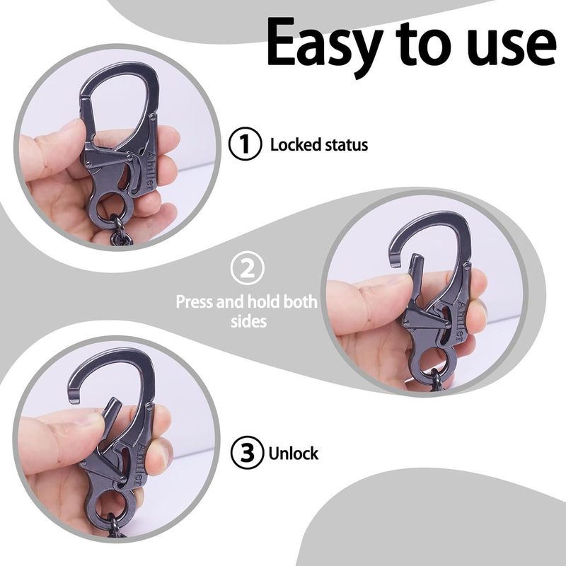 Stainless Steel Hip Chain with Metal Snap Hook and Double Clasp for Trousers, Key Ring, Wallet Chain - Fashionable Accessory for Men and Women