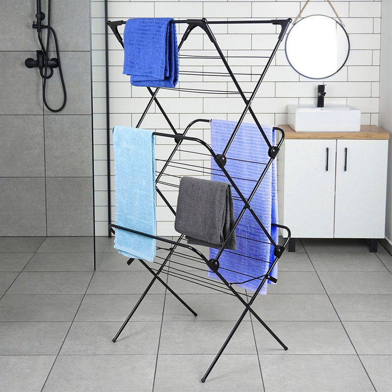Metal Black Vertical Clothes Dryer 61x58x136 Cm