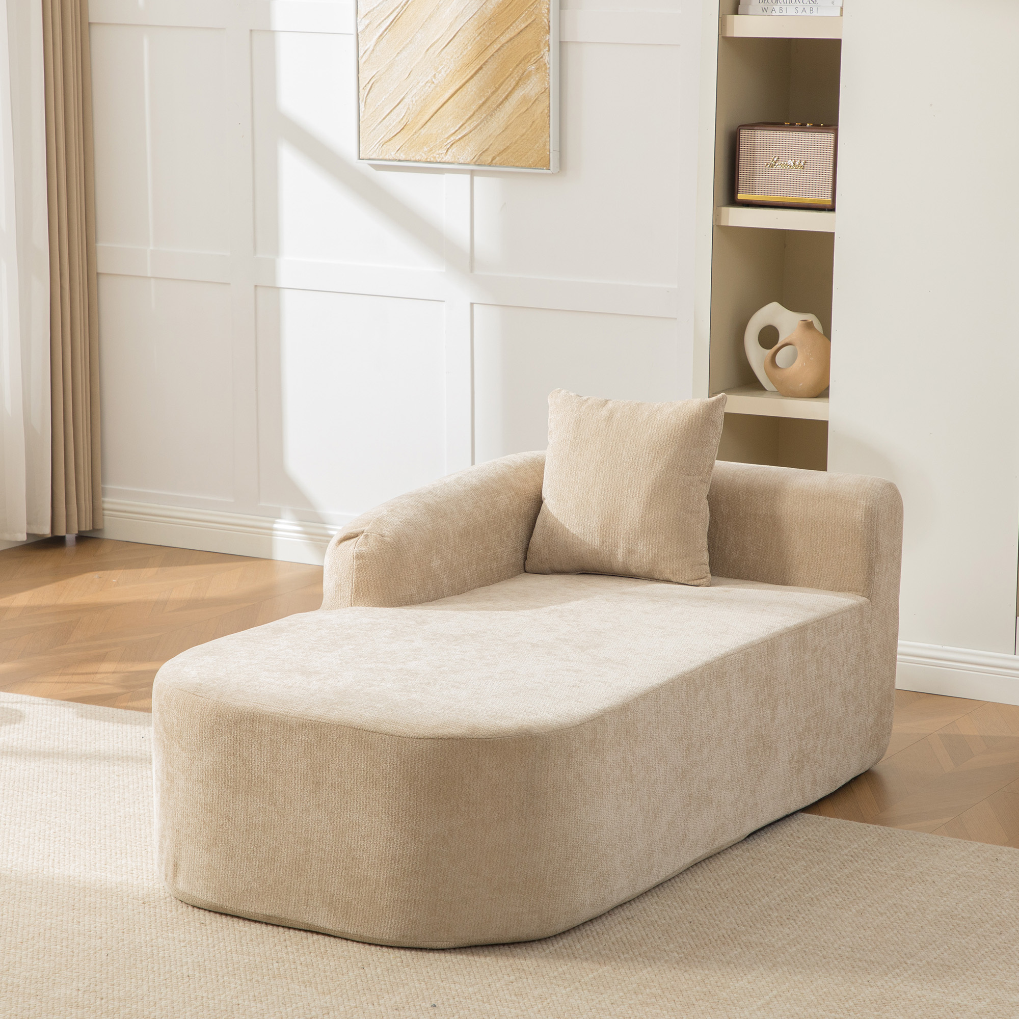 Modular Compression Sofa Made Of Chenille Fabric, Filled With 30d High-elastic Foam. Easy To Move And With Non-slip Base, Ideal For Living Rooms And Other Rooms. Gray.