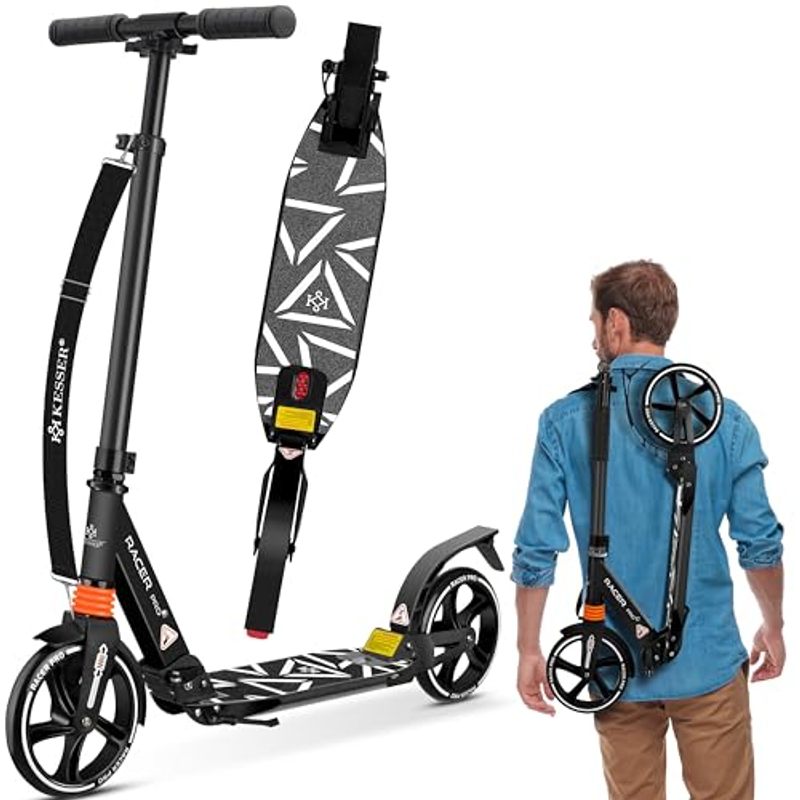 Kesser® With 205mm Pu - Kick Scooter With Dual Suspension, Foldable And Height-adjustable, Includes Strap, Kick Scooter For Adults And Kids