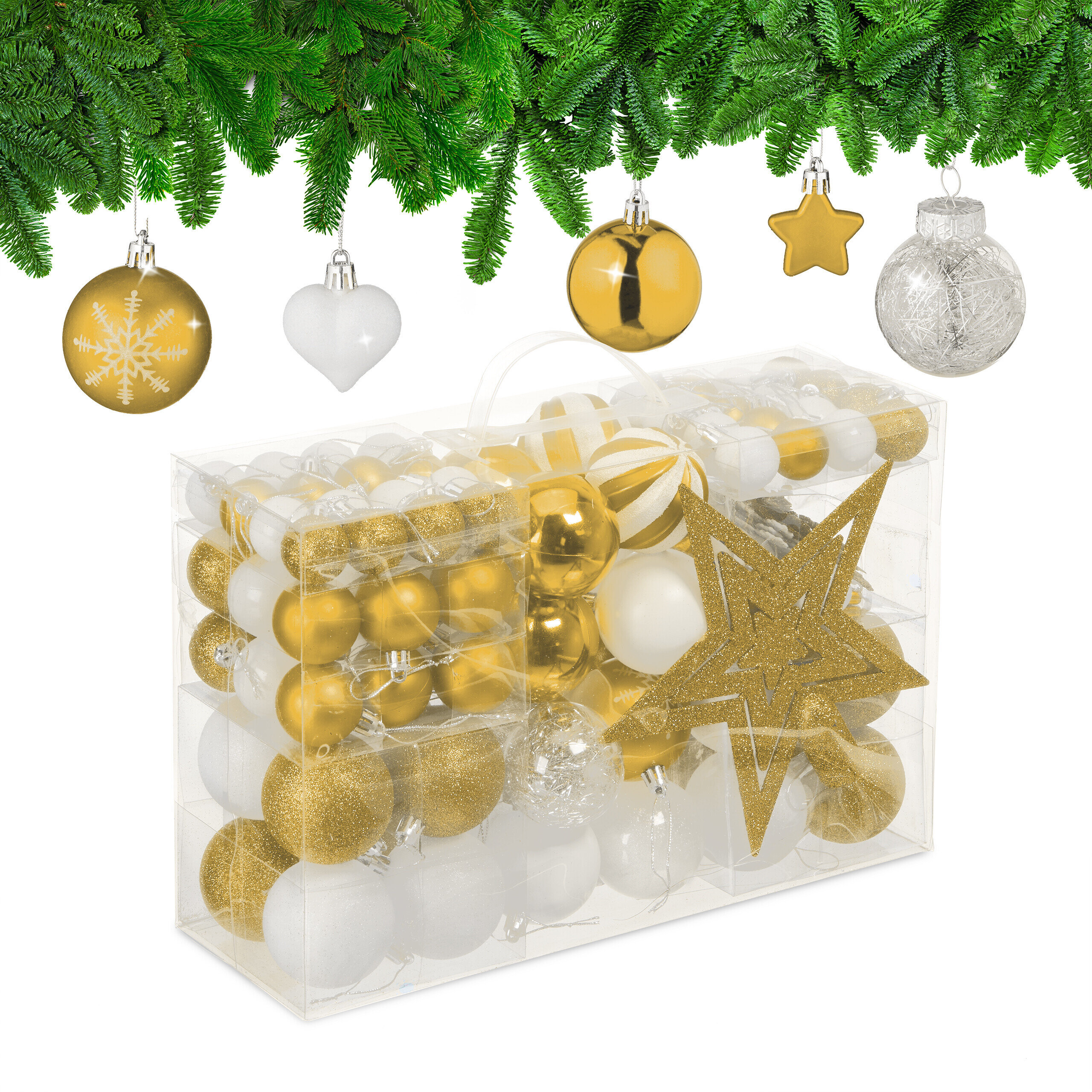 101-piece Christmas Ornaments Set In Gold/white
