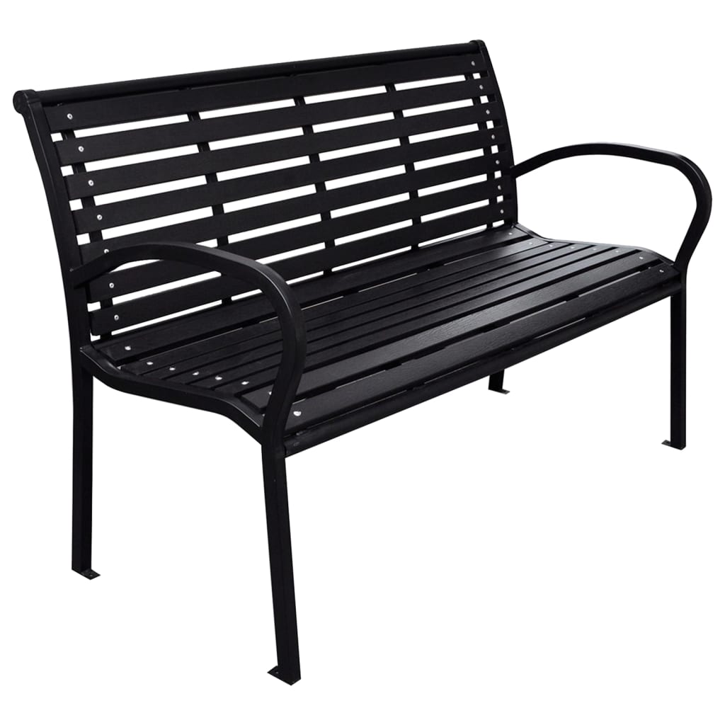 Image of Vidaxl Garden Bench Park Bench Seat Bench Terrace Bench Bench Garden Furniture Balcony Furniture Balcony Black 116cm Steel Wpc
