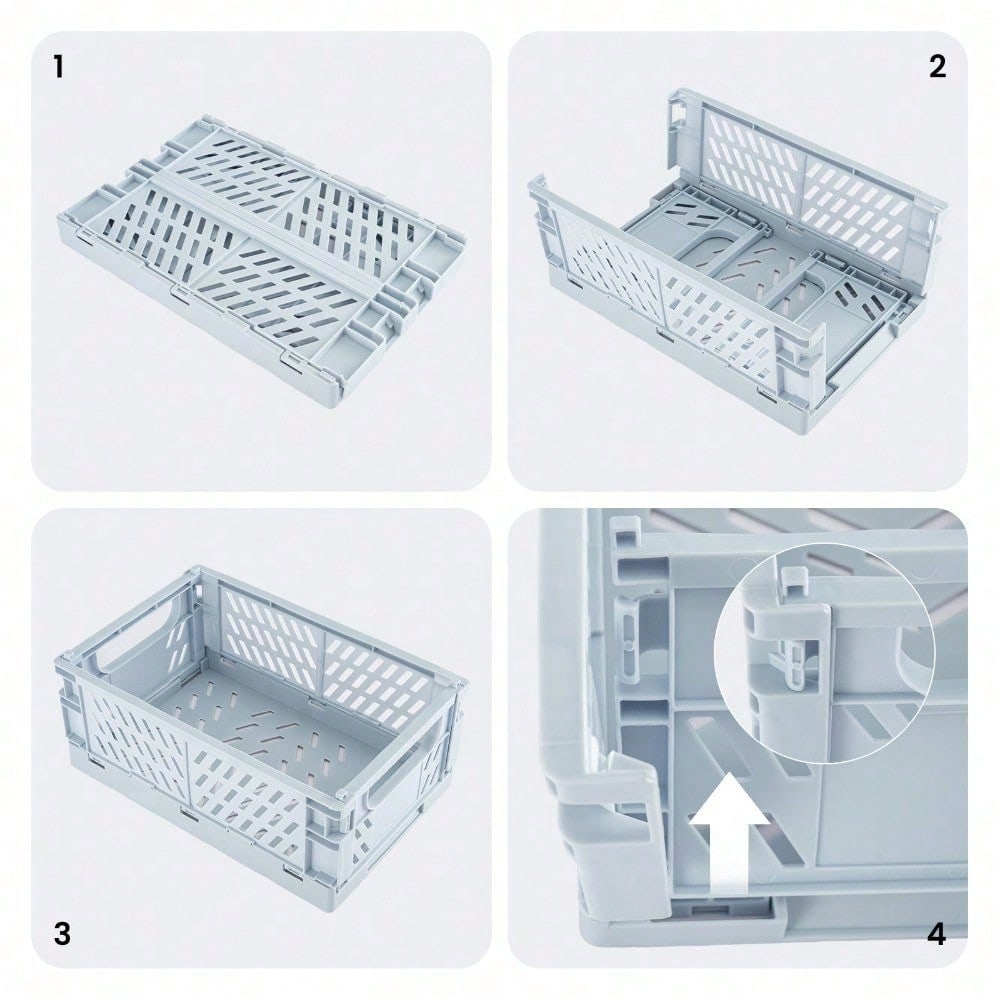 5pcs Stackable Collapsible Storage Crates with Handles