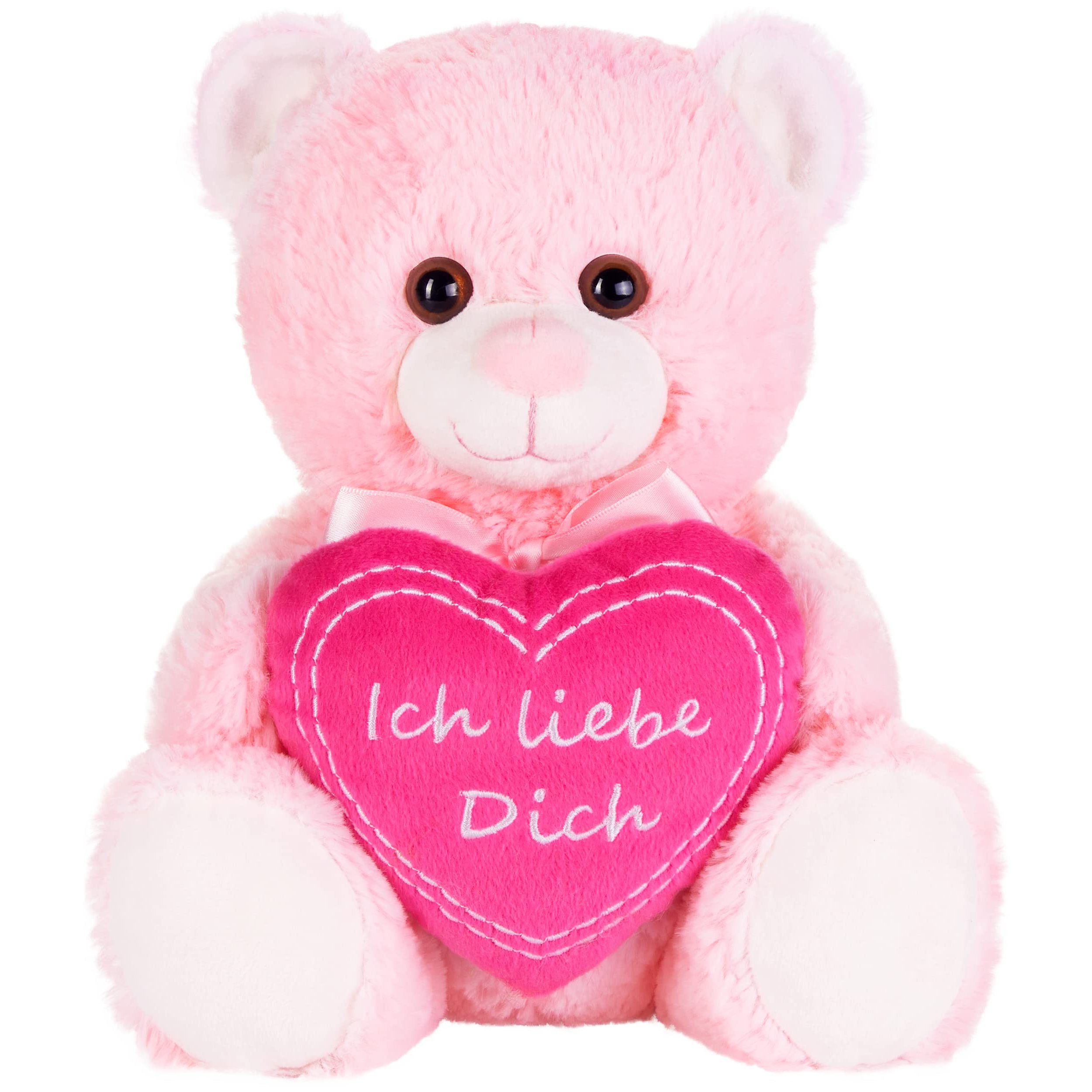 Image of Brubaker Teddy Plush Bear With Heart Pink - I Love You - 25 Cm - Teddy Bear Plush Stuffed Animal - Pink Stuffed Toy