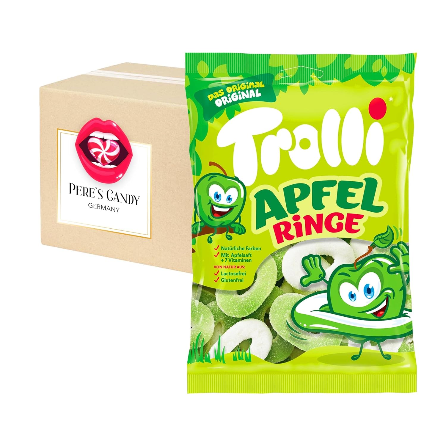Image of Trolli Rings Fruit Gummies 7x150g Soft And Sour Fruit Gummy Rings With Foam Sugar And Flavor 1050g